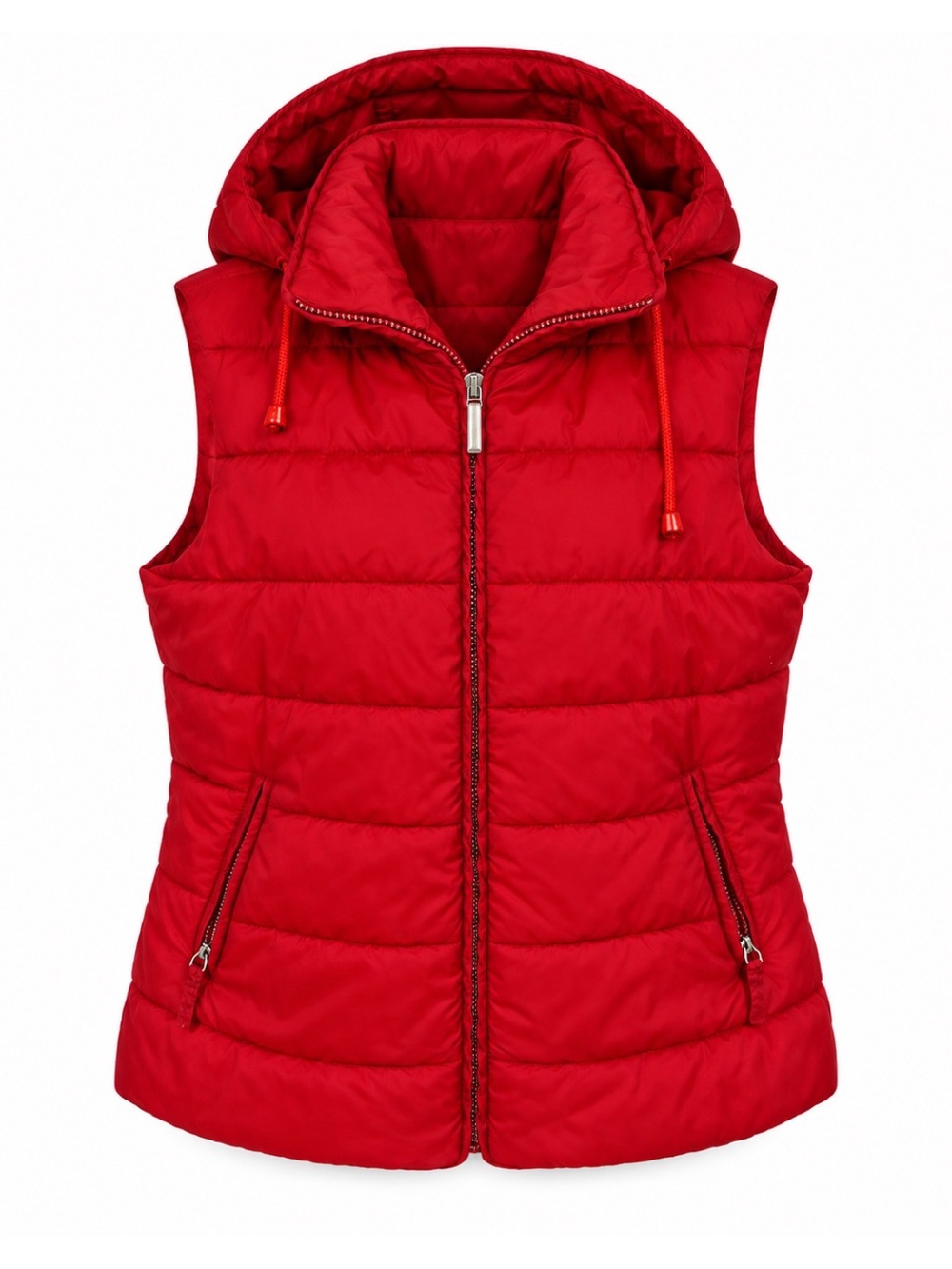 Vintage Moschino Y2K Red Hooded Zip Up Puffer Vest Womens Size 10